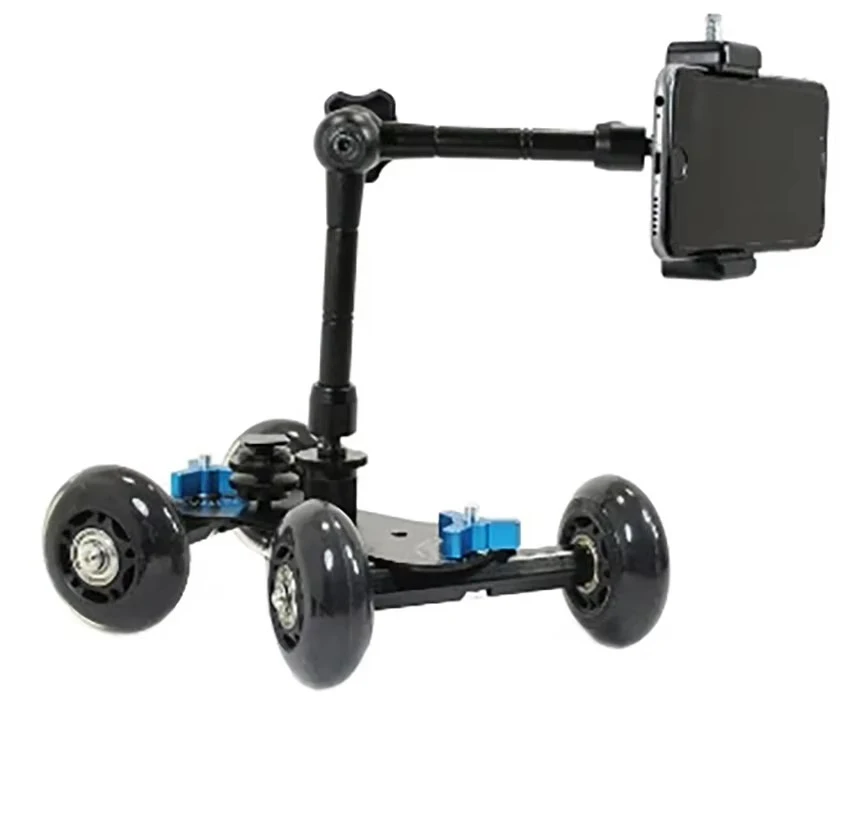 4-колесный настольный мобильный Rolling Slider Dolly Car с комплектом крепления для смартфона, резьбой 14 и 38 и держателем для телефона (art.: 3920cecaa4330) - 3920cecaa4330