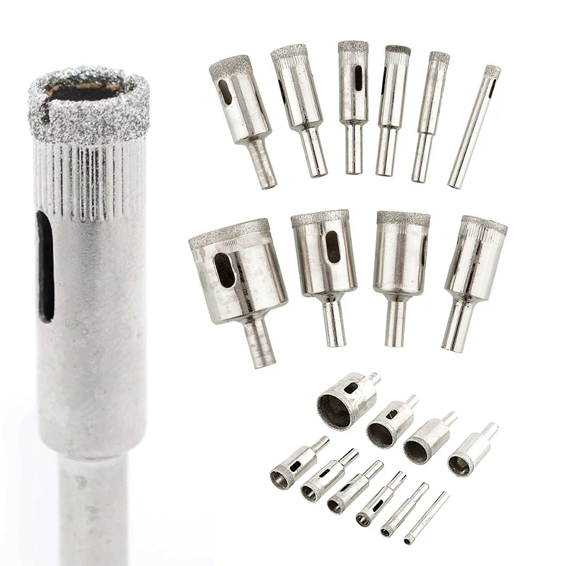 

10Pcs Drill Set 3-18mm Diamond Tool Drill Hole Opener For Glass Tile Ceramic Marble Drill Bit Hole Cutter Cutting Machine Drill