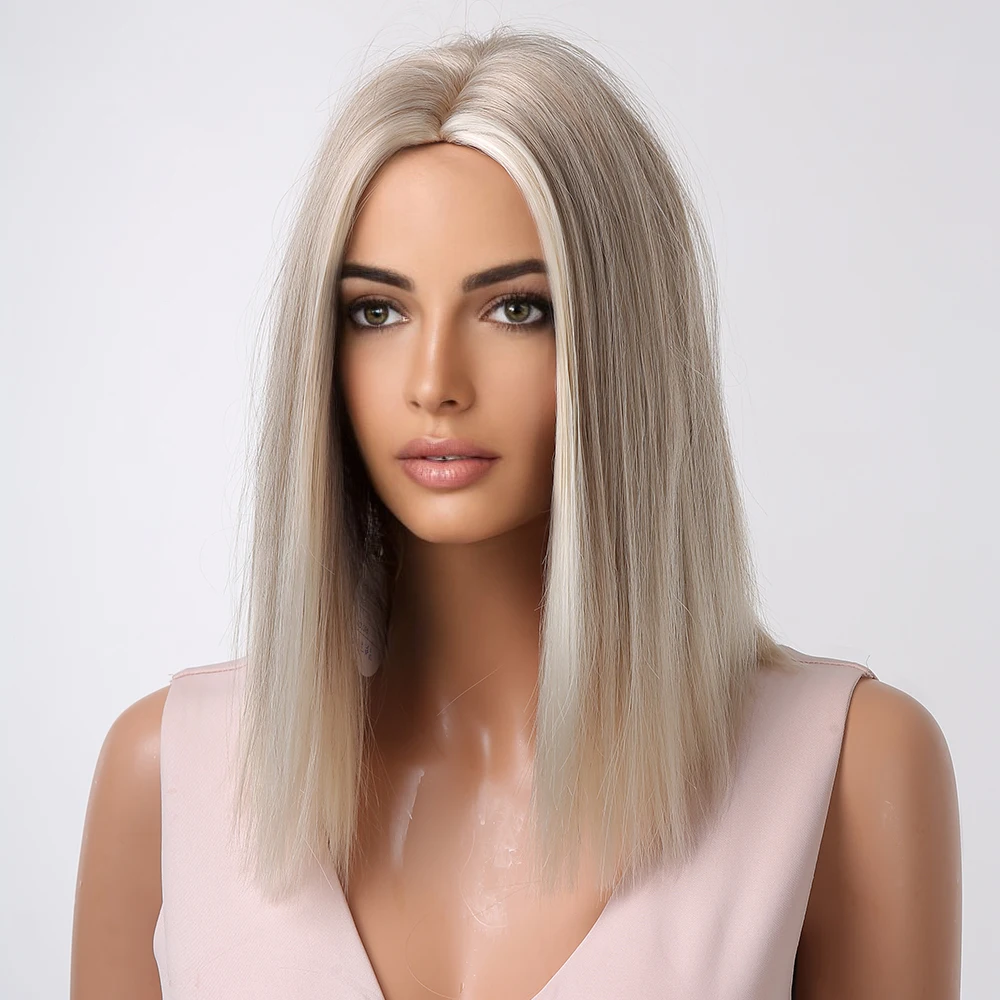 EASIHAIR платиновый блонд Омбре синтетический парик короткий Боб натуральные волосы
