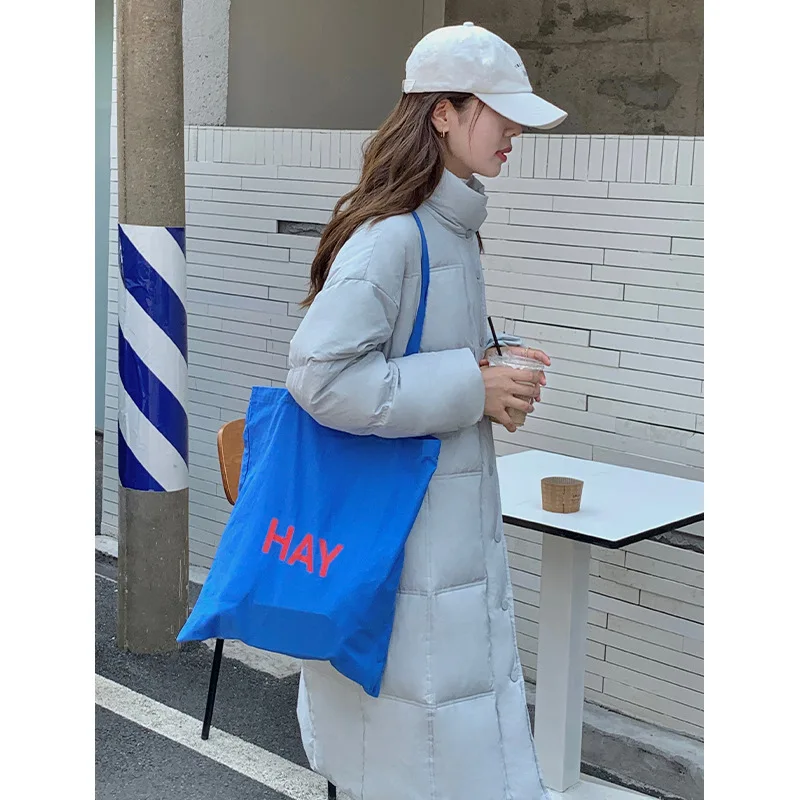 Down Coats Jacket Women WinterStand Collar Simple Mid-length Windproof Warm 90% White Duck Jackets Long Parkas Ladies Outerwear