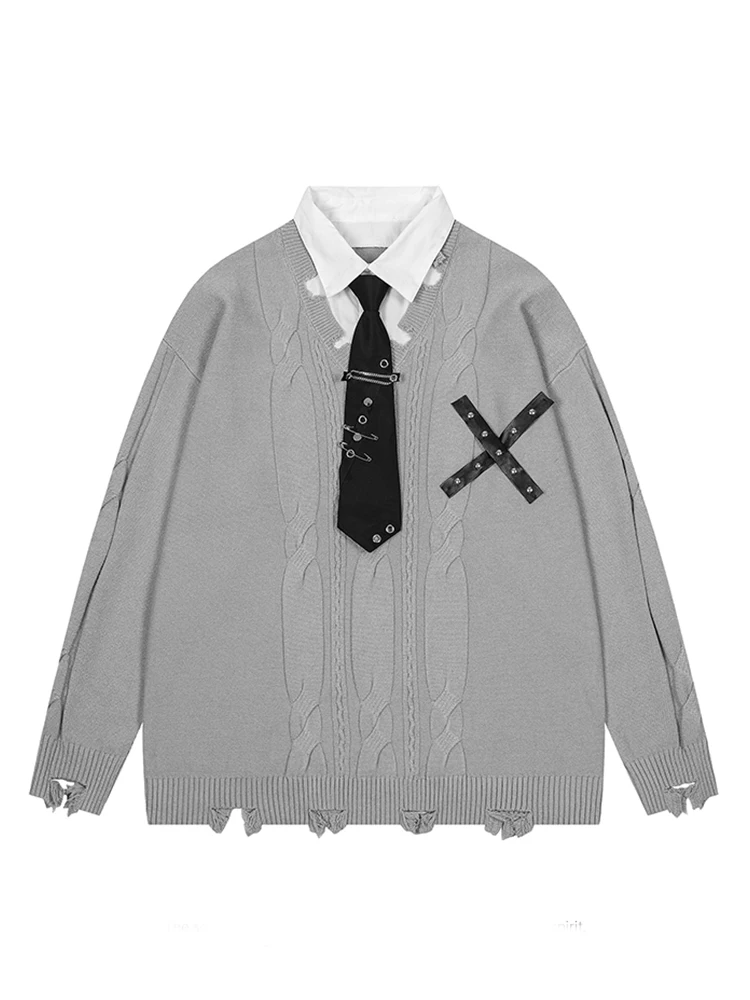 Зимние женские пуловеры Harajuku Y2k Shoujo Girl из двух предметов с длинными рукавами