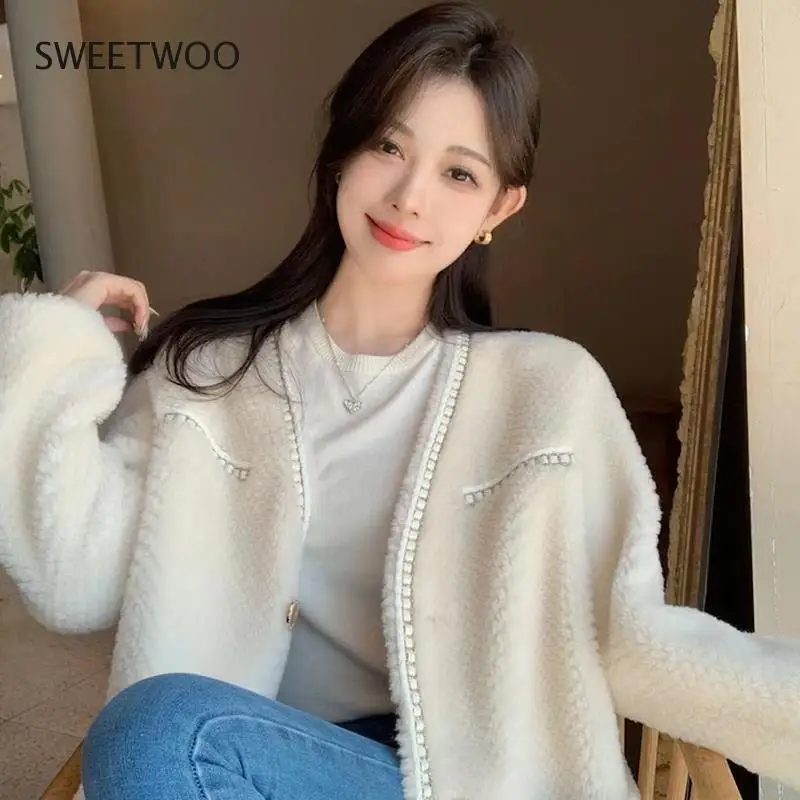 Casual Winter Fashion Coat for Woman Faux Fur Coat Mid-Length Faux Lamb Wool Coat Elegant Style Contracted Fashion Slim Tide2022