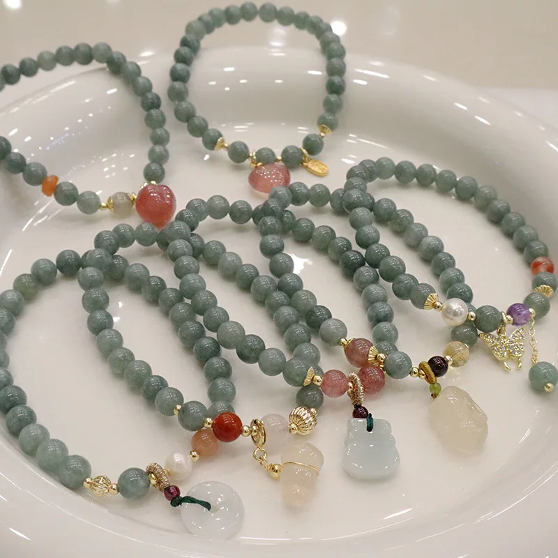 

Небольшой чистый и свежий нефритовый браслет Han edition, женские Бусины Из бирманского нефрита, хрустальные бусины, Лидер продаж, акция, на вкус