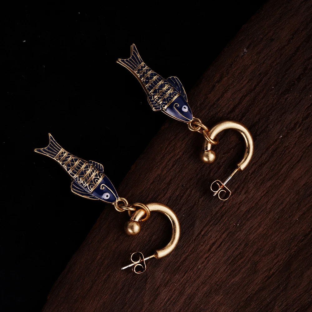 Морские серьги темно-синие полосатые богемные шикарные морские женские