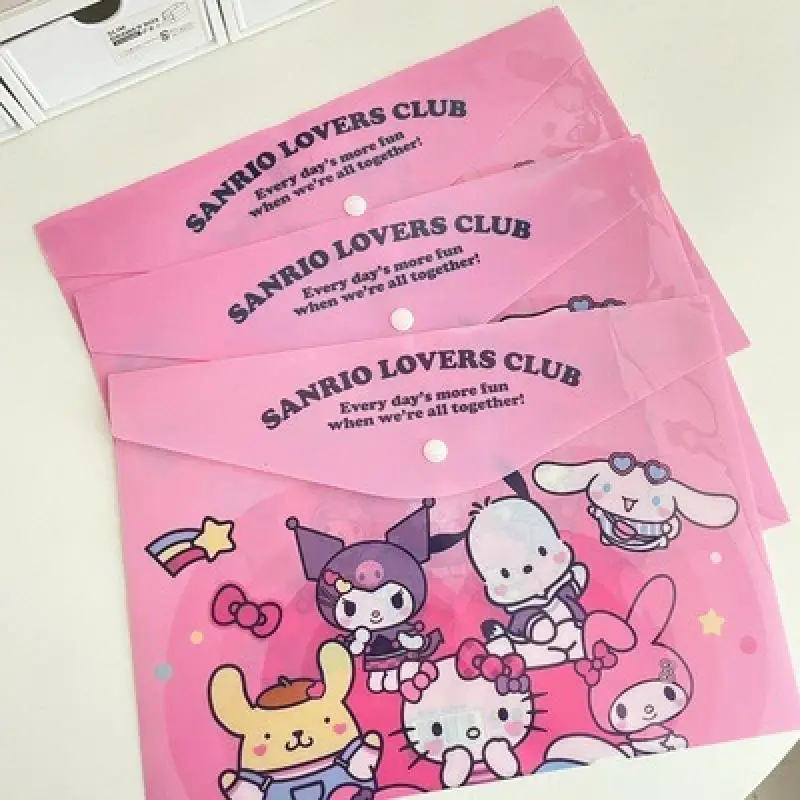 

Аниме мультяшная ПВХ сумка для файлов Kuromi Милая Sanrio Cinnamoroll Mymelody A4 Кнопка для файлов сумка для хранения данных милый креативный подарок на день рождения