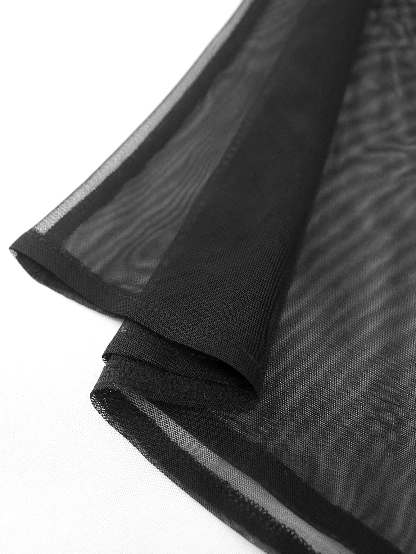 Женские черные прозрачные сетчатые топы с оборками пуловер v-образным вырезом и