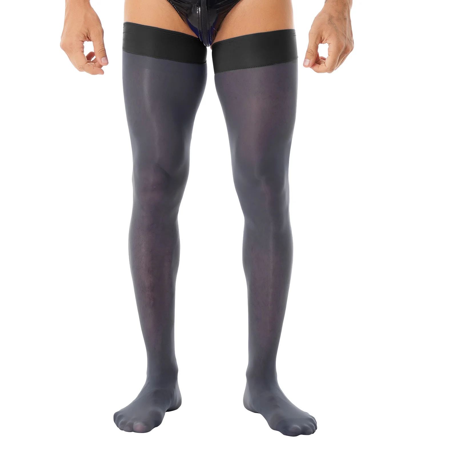 

Мужские блестящие глянцевые длинные чулки, мужские экзотические прозрачные тонкие однотонные формирующие эластичные прозрачные чулки до ...