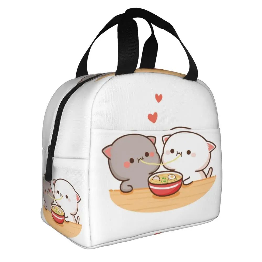 

Персик и Гома мочи кошка ест рамен термальные Изолированные сумки для обеда Женская Портативная сумка для обеда для пикника на открытом воздухе