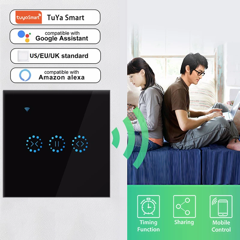 

Smart Switch Preset Timer Voice Controls Control Systems App Remote Opprate Secure Curtain Switch Home Intelligence System Wifi