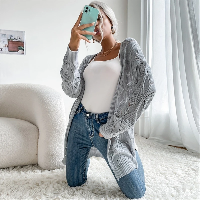 

Trendy Summer Beach Knitted Cardigan for Women Soft Solid Color Wrap Casual Cool Cape Shawls Foulard Female Supplies P8DB