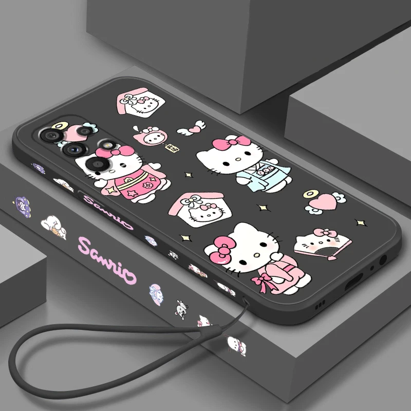 Жидкая левая веревка Sanrio Hello Kitty для Samsung A54 A53 A52 S A33 A32 A51 A71 A21S A13 A73 A72 A23 A12 цвет корицы