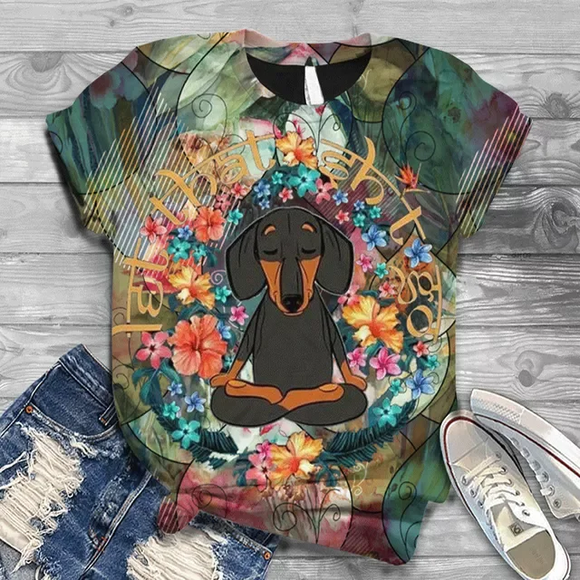 

2023New Harajuku T-shirts Summer 3D Animal Digital Printing T Shirt O-Neck Short Sleeve Casual Loose Cute Dog Tshirts Tees Top