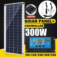 300w flexible solar panel solar cells 50a 10a solar controller module for car rv boat home roof van camping 12v solar battery
