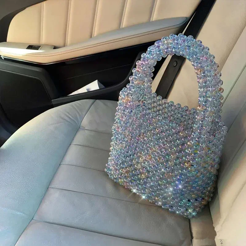 

Beach Summer Shiny Colorful Fashion Women's Beaded Bag Designer Handbags High Quality Party Large Capacity Purse 2023 Customize