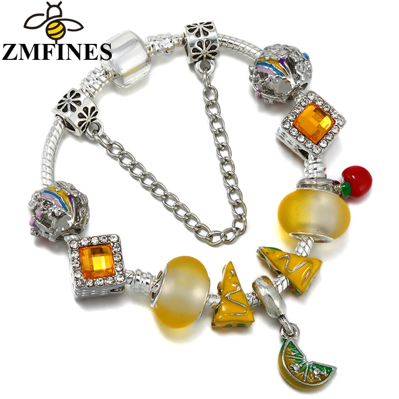 

Fashion DIY Charm Bracelet For Women With Sandwich Fruit Charms Beads Pendants High-Quality Jewelry Wholesale Dropshipping