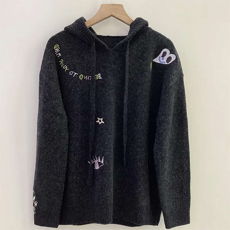 Zadig повседневные свитера женские шикарные кашемировые с вышивкой нитью круглым