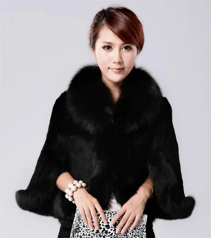 Winter Women Capes Ponchos Overcoat Faux Fur Jacket Mink Hair Collar tops Shawl Faux Fur Wrap Wedding Cape Fluffy Fur Coats