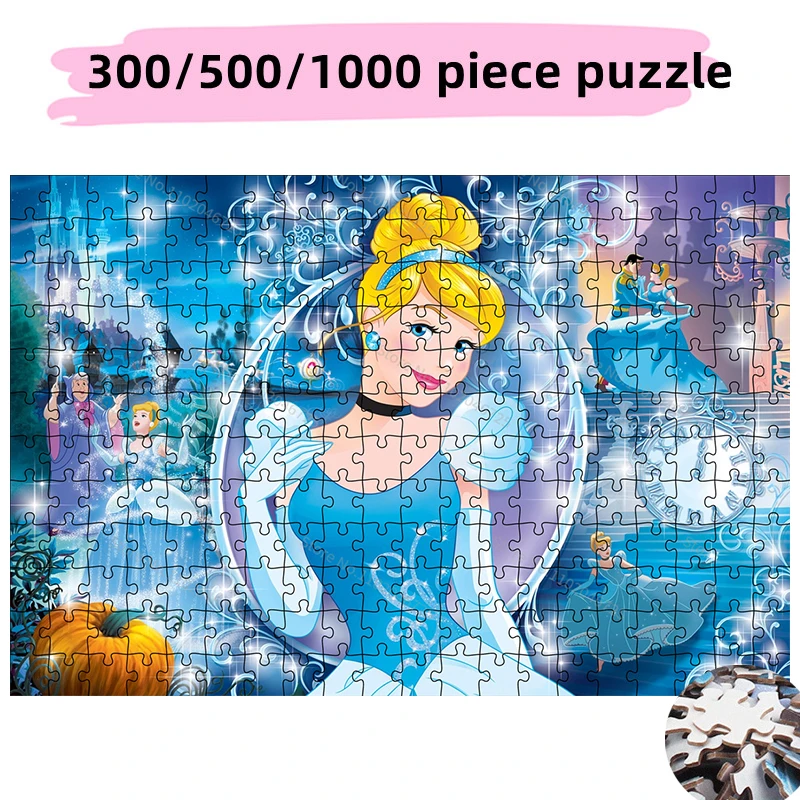 

300 500 1000 Pieces Cartoon Disney Brand Puzzles Cinderella Creative Jigsaw Puzzle Educational Toys Kids Adults Collection Hobby