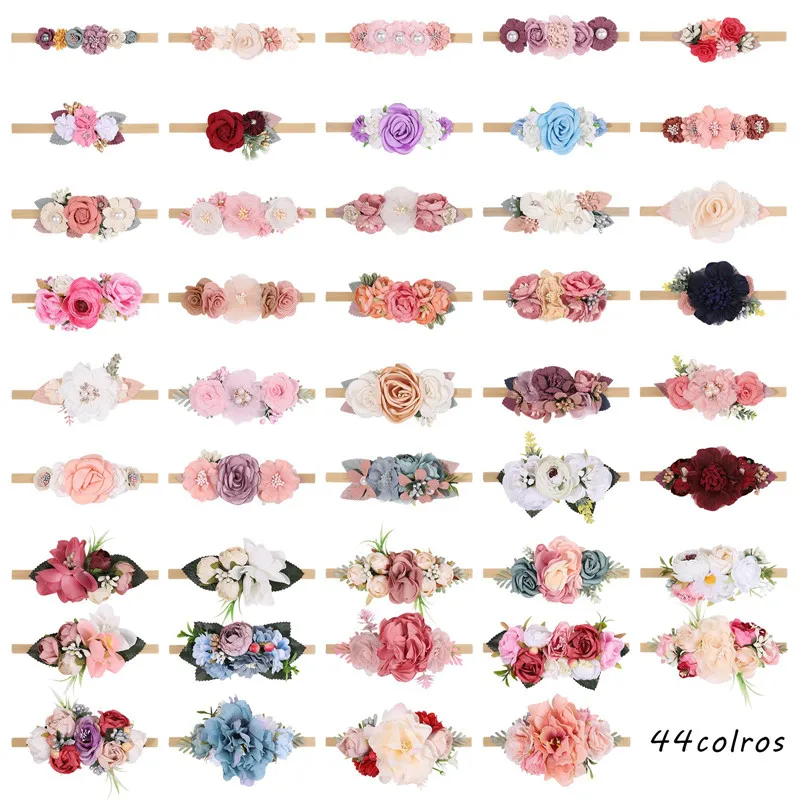 

Artificial Flower Elastic Headband for Kids Girls Newborn Baby Floral Nylon Band Headwrap Hairband Hair Accessories Headwear