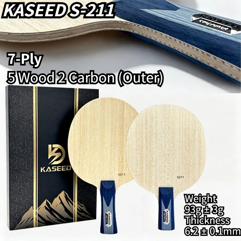 Фото KASEED S211 King Power 7-слойная ракетка для настольного тенниса с внешним карбоновым покрытием, 5 слоев дерева, 2 слоя карбона, атакующая ракетка для игры с мощностью и скоростью. №1
