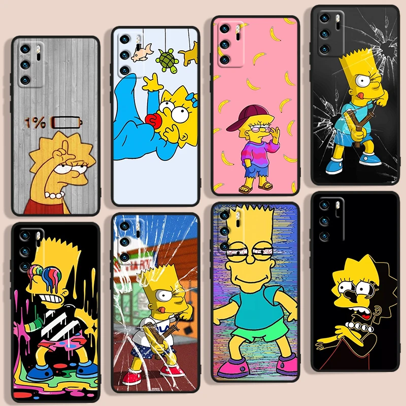 

Nice Simpsons animation Phone Case For Huawei P Smart 2018 Plus 2019 Z 2020 S 2021 Pro Nova 2i 3 3i 5 5T 7 7i 8 8i 9 9SE Black