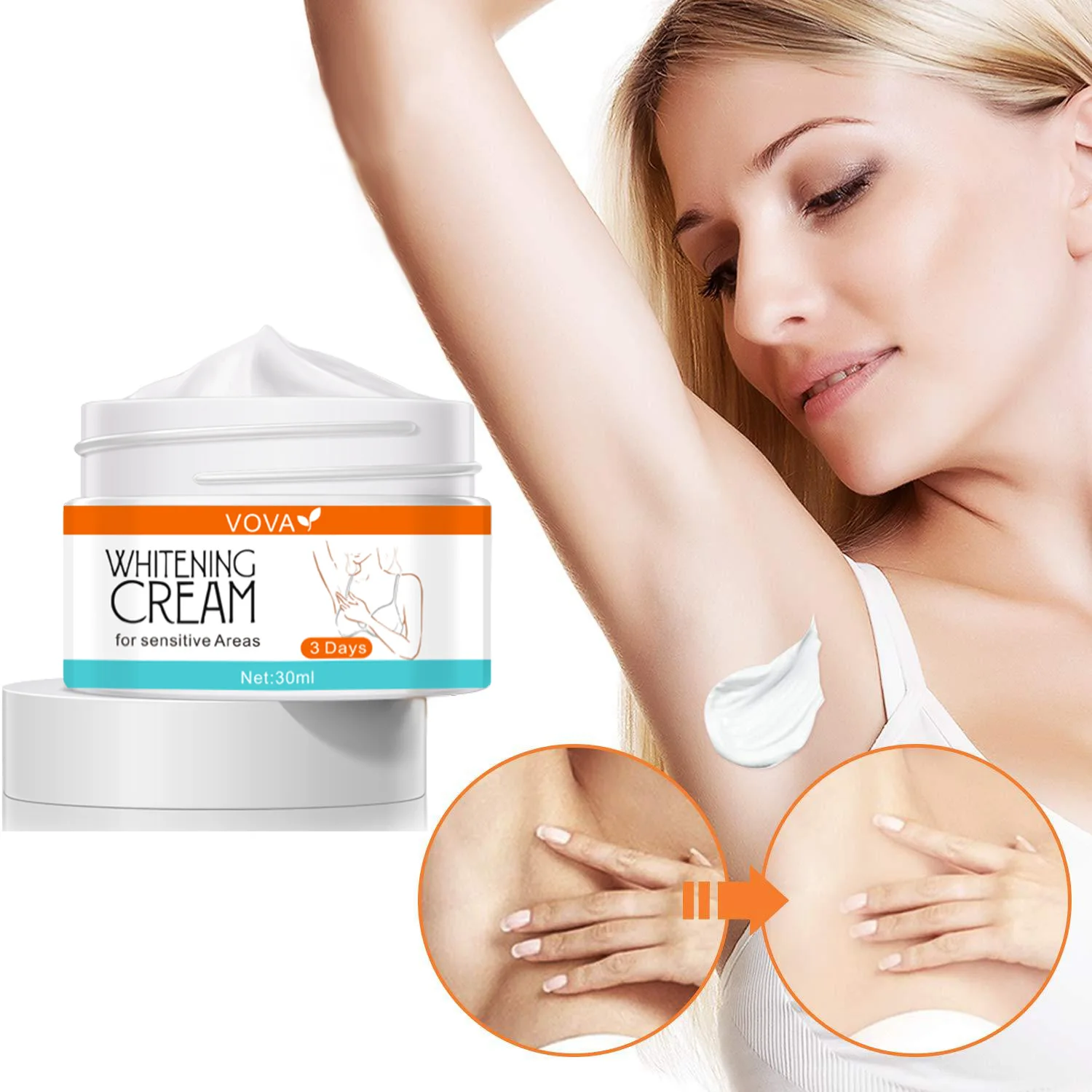 

VOVA Body Whitening Cream for Dark Skin Bleaching Private Parts Sensitive Area Armpits Neck Knees Elbow Melanin Brighten Cream