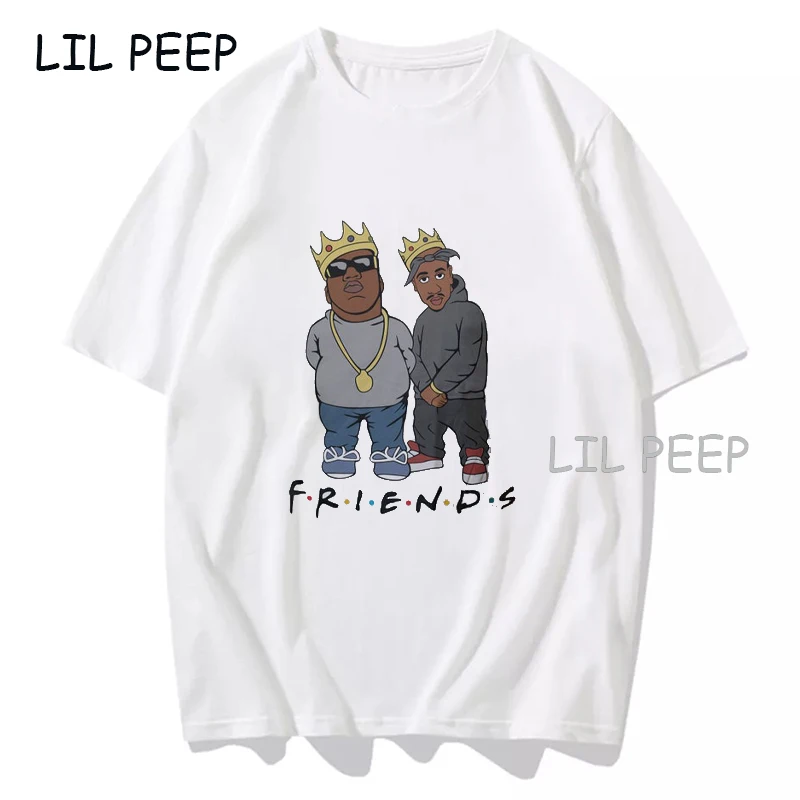 

2pac biggie smalls friends shirt hip hop T-shirt Funny T Shirt Men Woman 100% Cotton Summer Tshirt streetwear Top Harajuku style