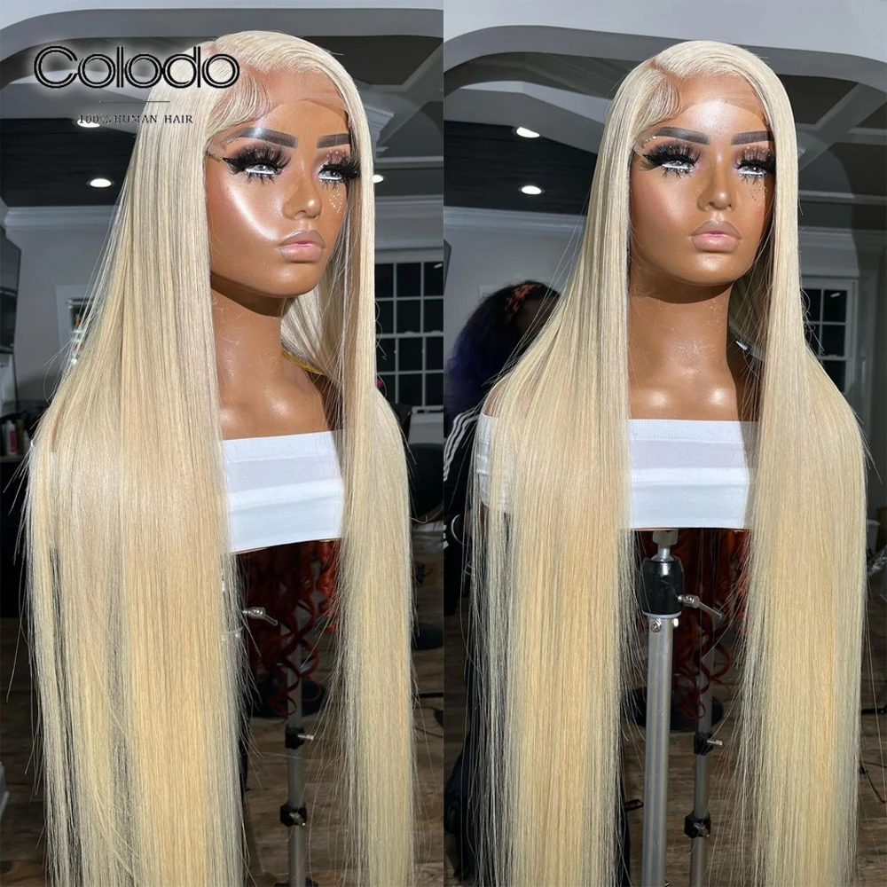 COLODO 13x6 Transparent 613 Honey Blonde Brazilian Remy Long Straight 13x4 Lace Front Human Hair Wigs Preplucked For Women