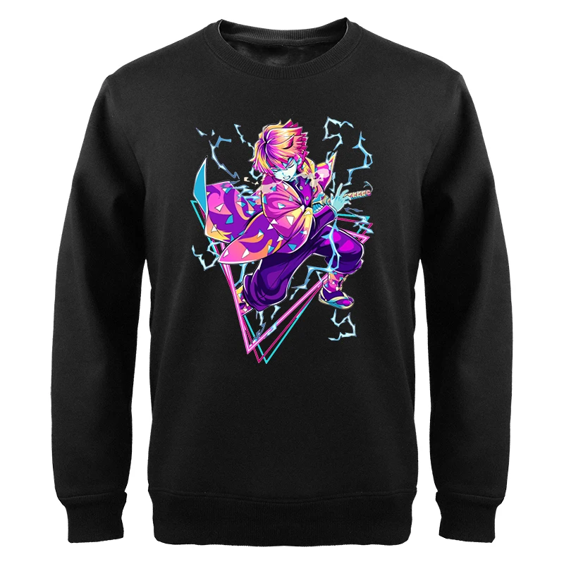 

Kimetsu Japan Anime Sweatshirts Demon Slayer Men Zenitsu Mangas Graphic Hoodies Fashion Round Neck Fleece Sudaderas Moletom