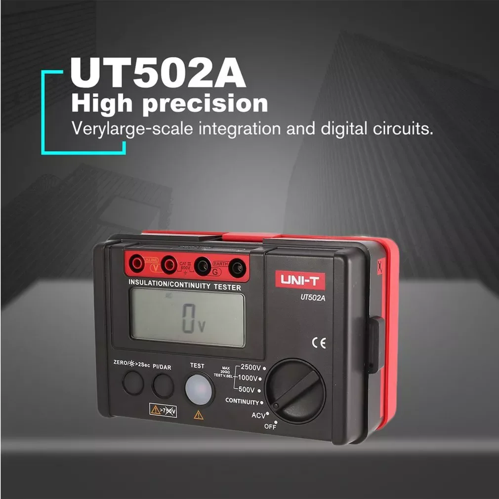 

Megger Meter UT502A Digital Insulation Resistance Tester 500-2500V Megohmmeter 30~600V AC Voltage Meter LCD Backlight