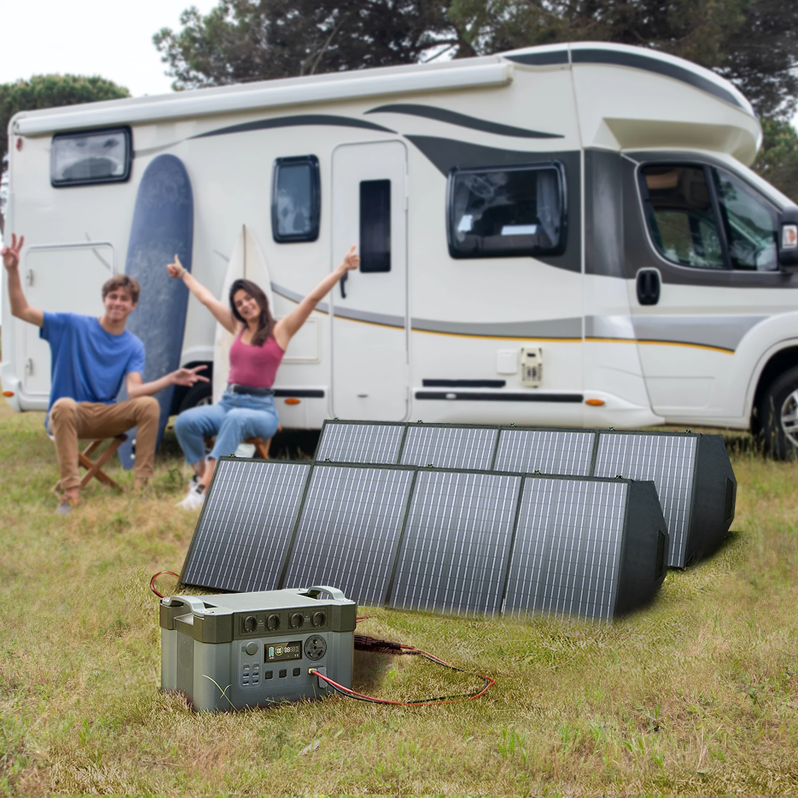 ALLPOWERS Sustainable Clean Energy, Portable Generator 2400W Powerstation, 1500Wh Backup Battery With 200W / 400W Solarpanel