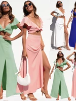 spring and summer suit leisure beach chiffon bandage top straight slit skirt fashion new suit
