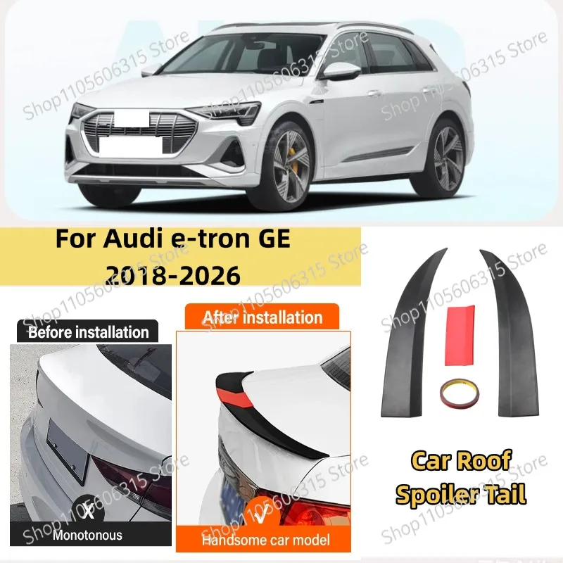Фото Для Audi e-tron GE 2018-2026: 3-секционный задний спойлер из ABS-пластика, регулируемый 115-125 см, спортивный декоративный верхний спойлер, внешние детали для автомобиля №1