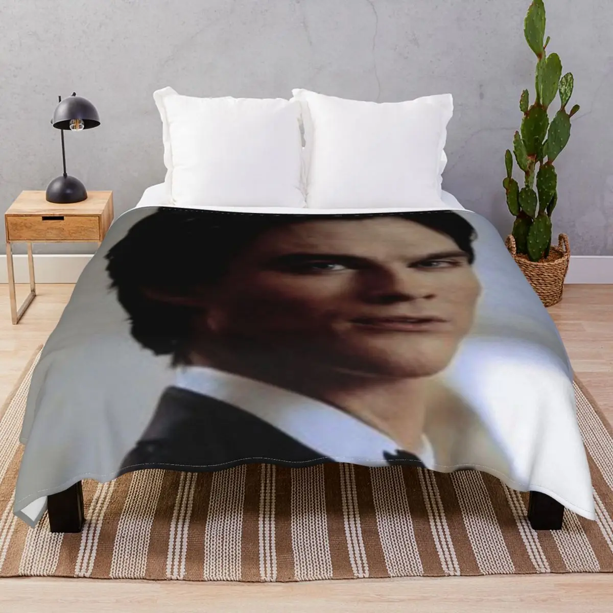 

Зимнее теплое Флисовое одеяло с принтом Деймона для постельного белья, дивана, путешествий, кинотеатра