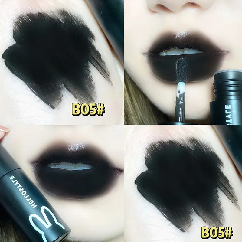 

1/3pcs Punk Gothic Black Lipstick Matte Brown Lip Satin Red Lip Tint Waterproof Matte Liquid Liptsick Lip gloss Korean Cosmetics