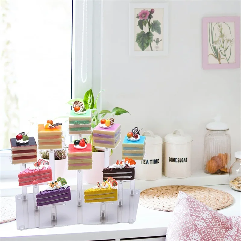 Стенд для выкладки на 10 уровней из акрила для кукол, капкейков, косметики, лака для ногтей, глиняных фигурок и ювелирных изделий.