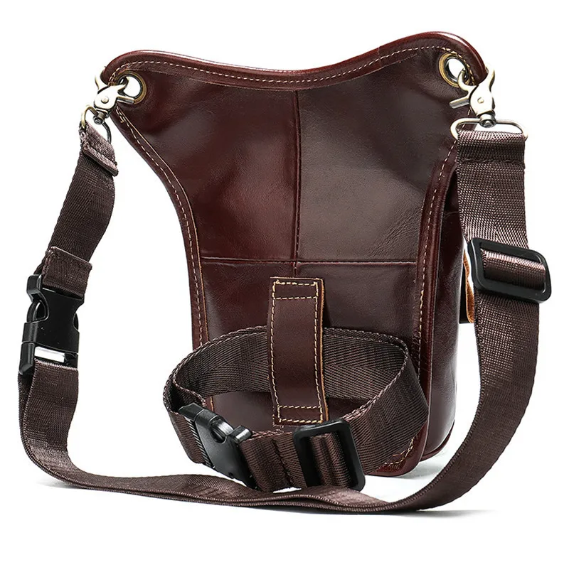 Simple casual men's natural genuine leather leg bag outdoor sports first layer cowhide waist bag retro fashion cycling bag