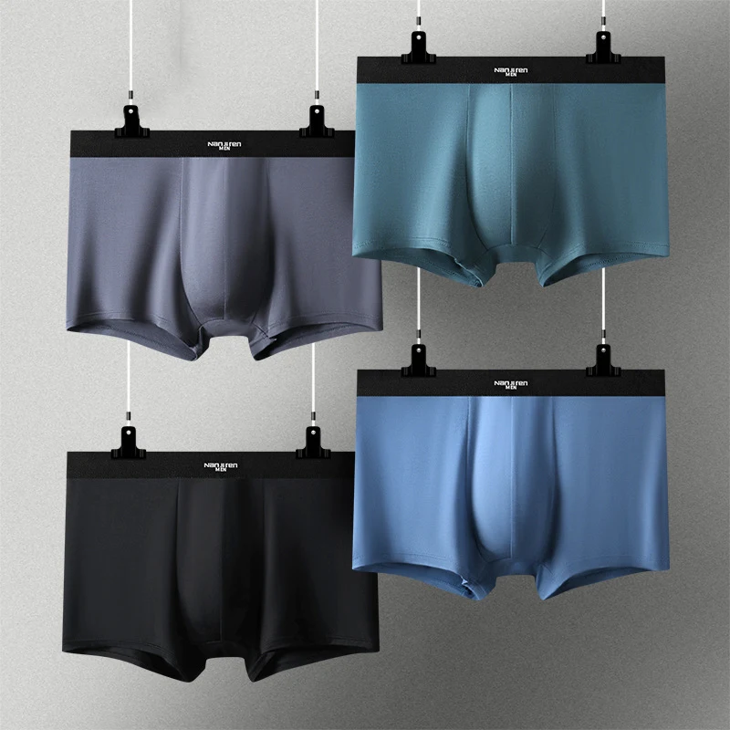 

Hot Underwear 4pcs Men's Modal Underwear Graphite Crotch Comfortable Male Solid Sexy Boxer Shorts Plus Size L-4XL Men's Panties