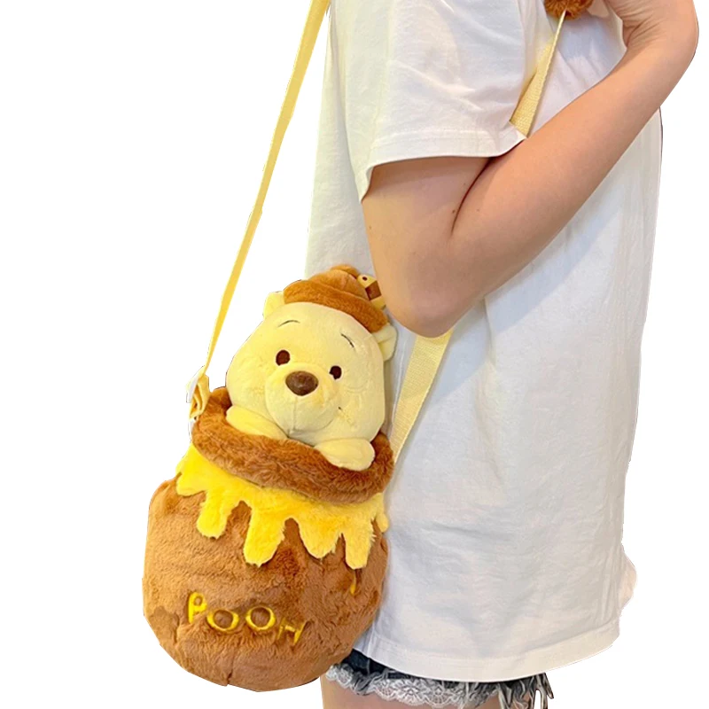 

Disney Plush Crossbody Shoulder Bag Anime Pooh Bear Kawaii Pp Cotton Soft Short Plush Honeypot Fashion Shopping Bag