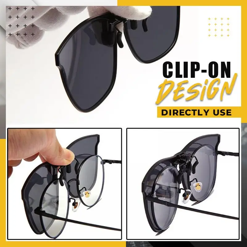 

Polarized Clip On Sunglasses Men Photochromic Car Driver Goggles Night Vision Glasses Anti Glare Vintage Square Glasses Oculos