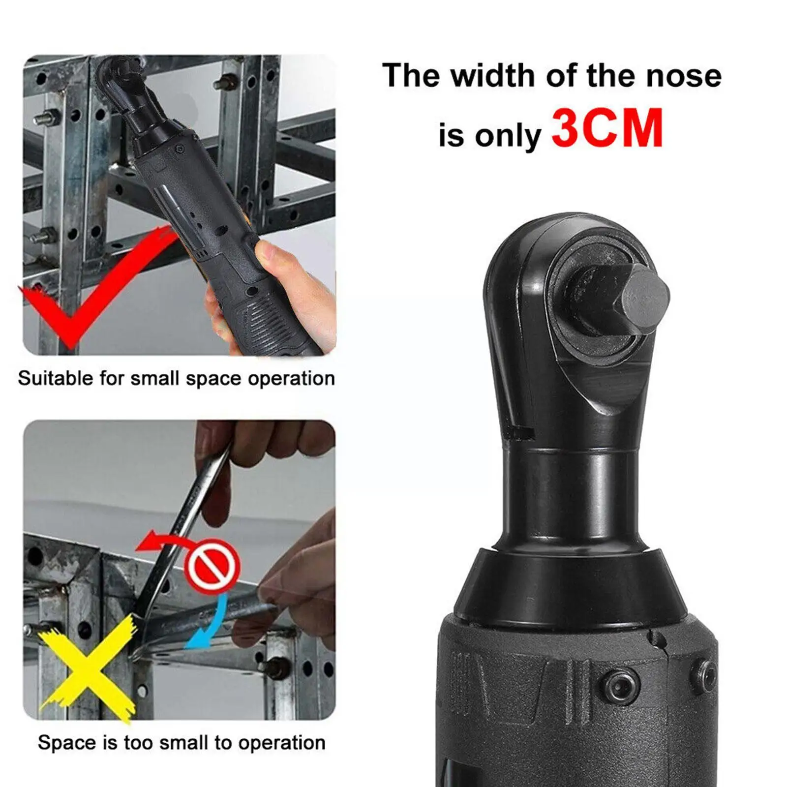 12V Electric Wrench Screwdriver 3/8 Cordless Ratchet Scaffolding Wrench Cordless Electric Wrench Power Tool Wrench Angle Ri C1M6 images - 6