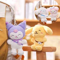 sanrio kawaii plush toys kuromi hello kitty my melody keychain cartoon stuffed plush doll cute pendant decor children toys gift