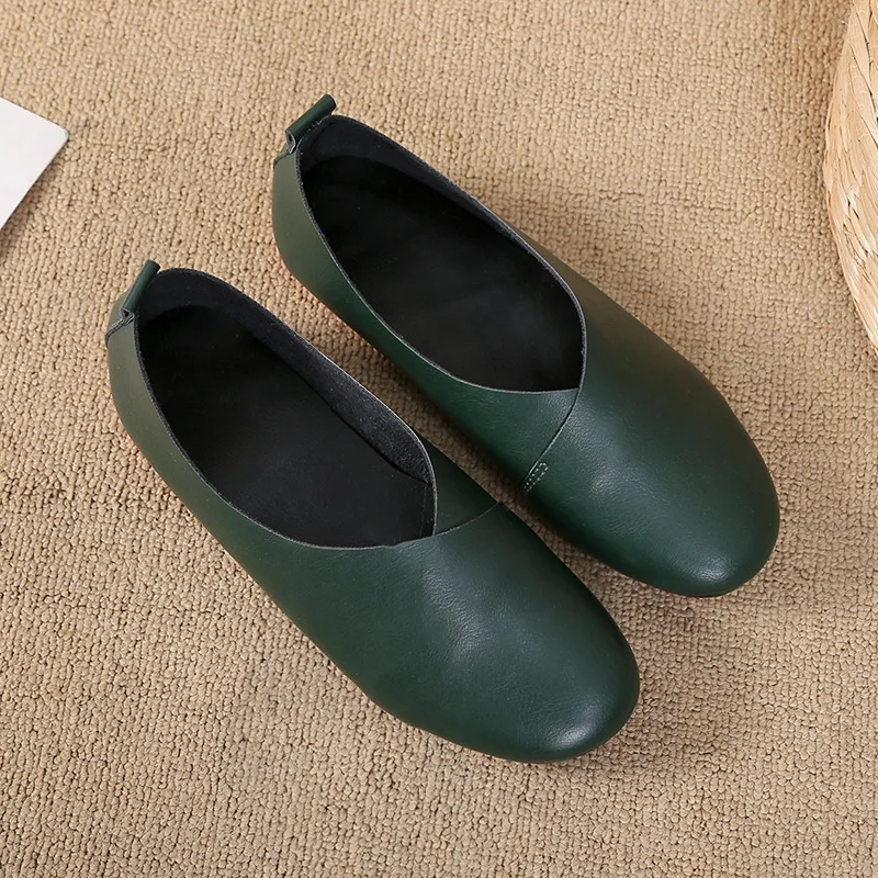 

Ladies Flats new ballerinas soft leather moccasins slip on retro grandma shoes spring summer driving shoes woman mules slippers