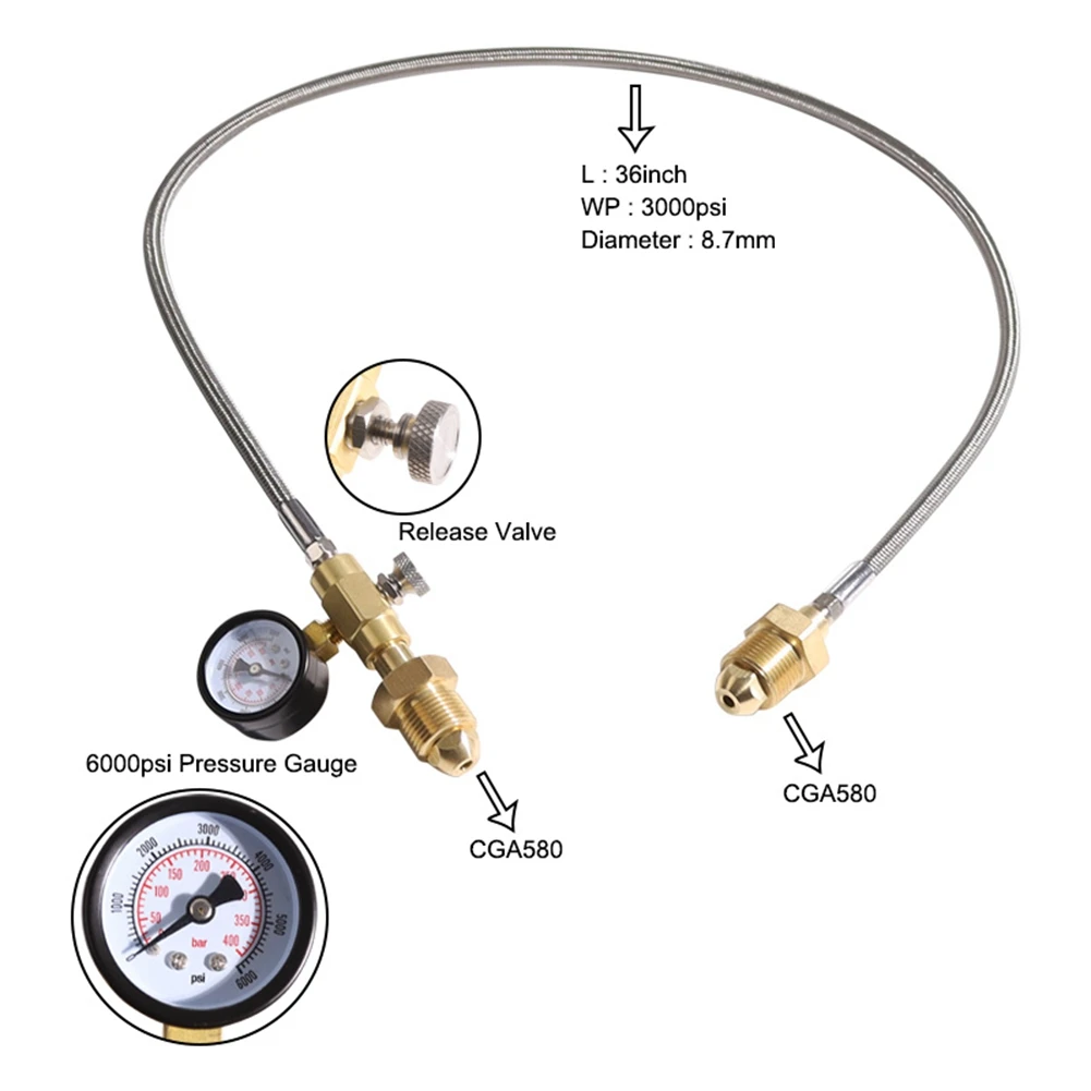 

Refill Station Transfer Adaptor Hose for BS 341 No. 3 (UK) Argon Cylinder Bottle,Helium or CO2 Transfill Adaptor,CGA580