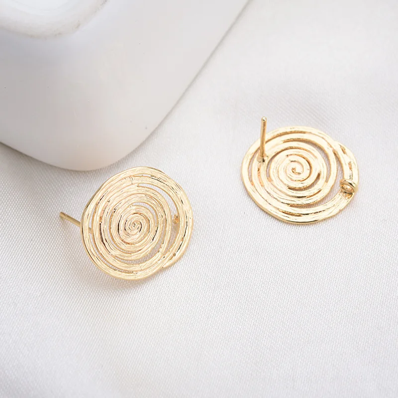 

6PCS 18x15MM Gold Color Brass Round Shape Stud Earrings Post with Loop DIY Making Jewelry Earrings Accessories