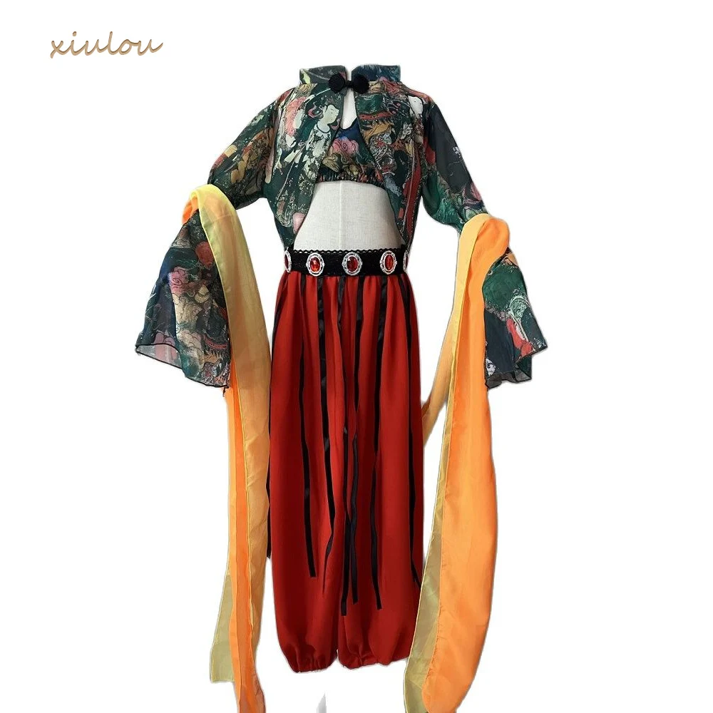 

Children Classical Chinese Folk Dance Wear Costume Green Chinese Style Hanfu Dance Costume Women Classic Dance Costume