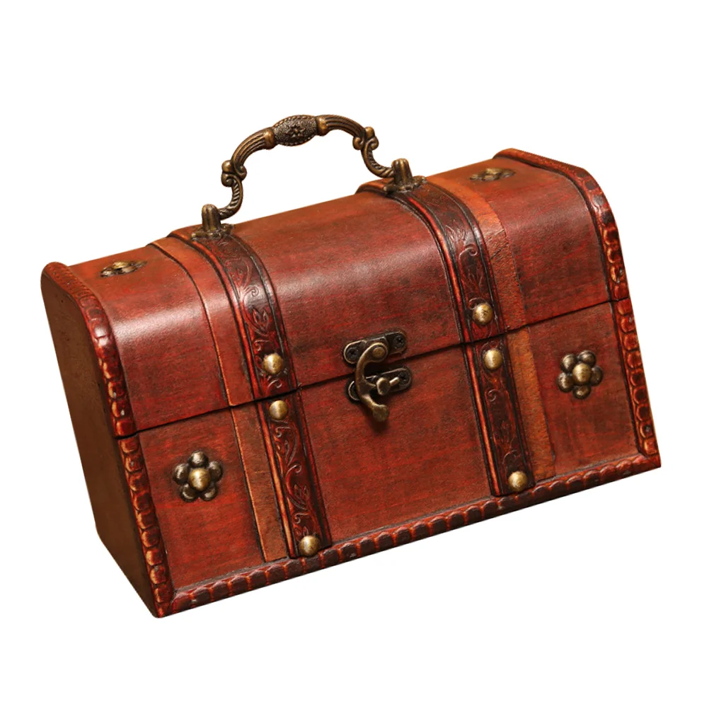 

Box Wood Wooden Storage Jewelry Container Decorative Treasure Boxes Vintage Organizer Case Jewellery Sundries Organiser Retro