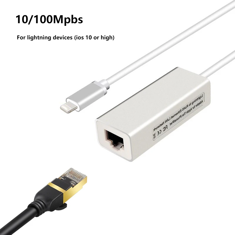 

RJ45 For Iphone Ethernet Adapter 100Mpbs For Lightning ipad iphone 13 Pro max 12 11 XR XS 8 7 Plus Series Ethernet Lan Cable