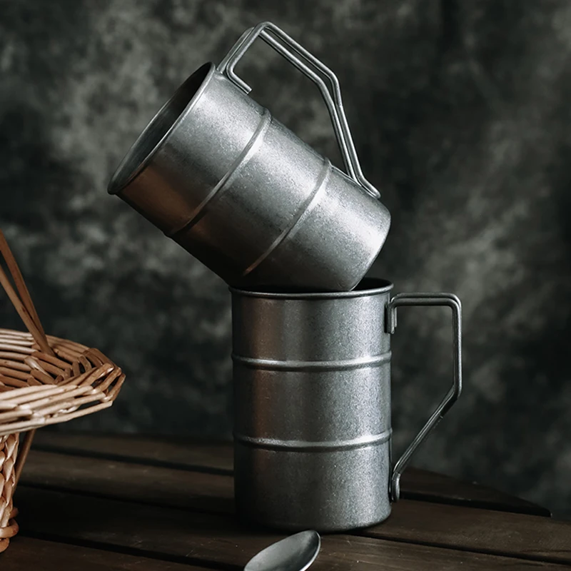 Пивная кружка В индустриальном стиле из нержавеющей стали 304 400 мл с ручкой