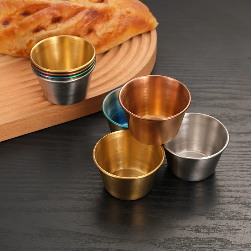 

4pcs 304Stainless Steel Hot Pot Dipping Bowl Small Sauce Cup Seasoning Dish Saucer Appetizer Plates Sauce Container Kitchen Tool
